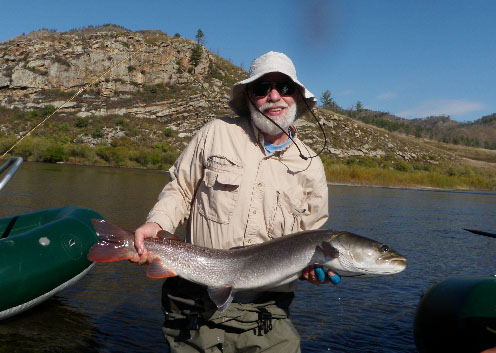 Ed Moses with Taimen from Mongolia River
